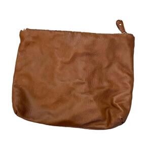 FREE PEOPLE Brown Faux Leather Zip Close Clutch Makeup Bag